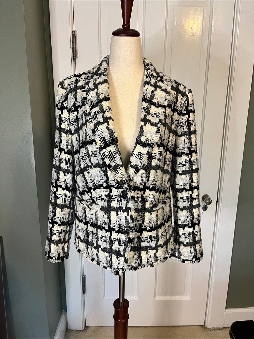 Ann Taylor Black and White Tweed Blazer